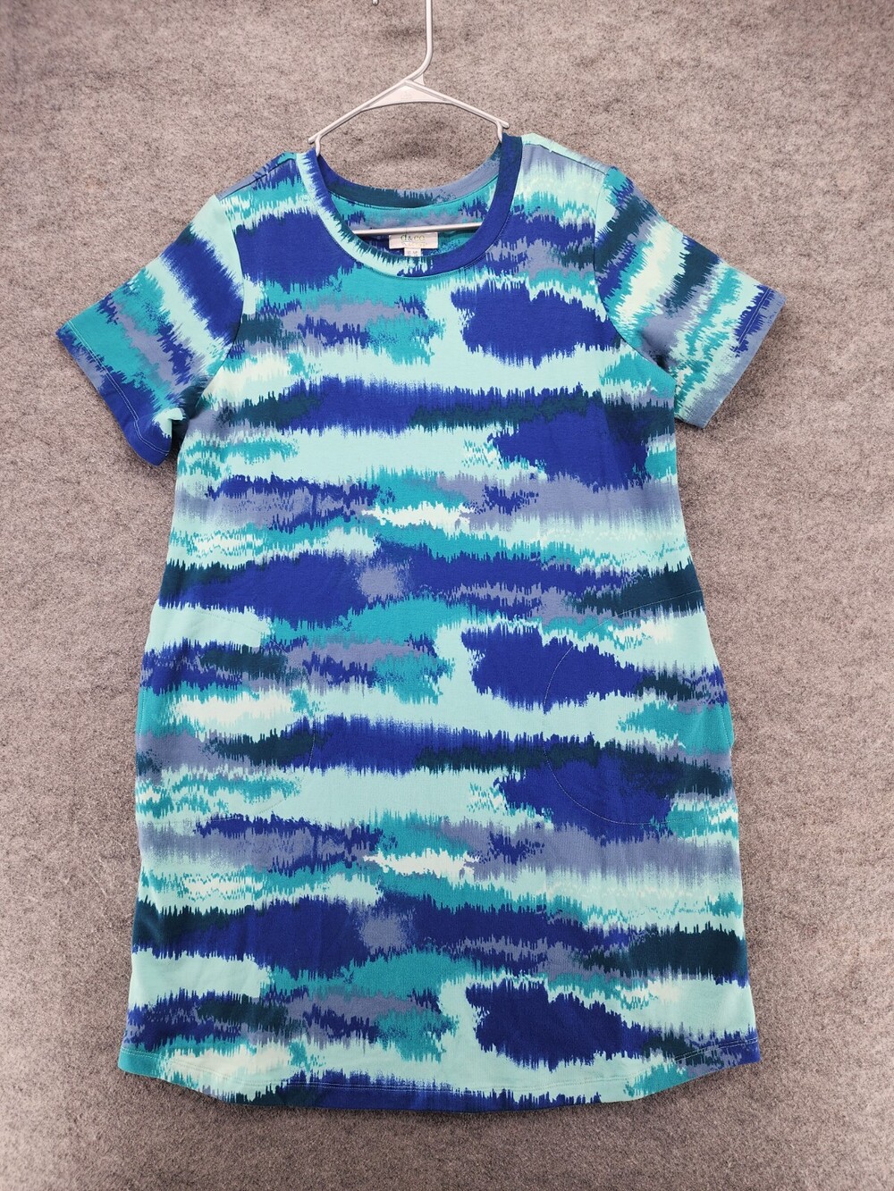 D Co Active Dress Womens Medium Petite Short Sleeve Blue
